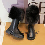 Victoria - Girls Warm High Boots Cotton Black Autumn & Winter